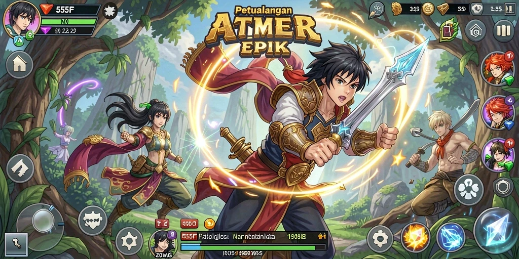 Tampilan gameplay menarik di dunia anime 555F.