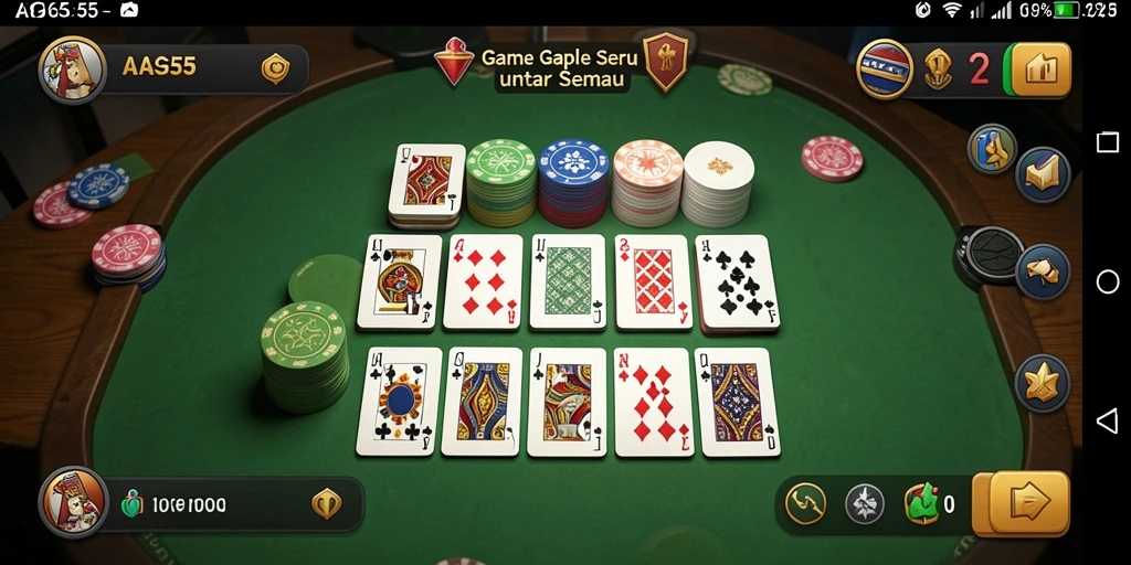 Tampilan gameplay seru dengan kartu Gaple klasik.