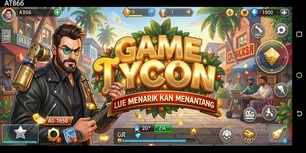 Screenshot utama AT866 menampilkan momen seru dalam gameplay Tycoon.