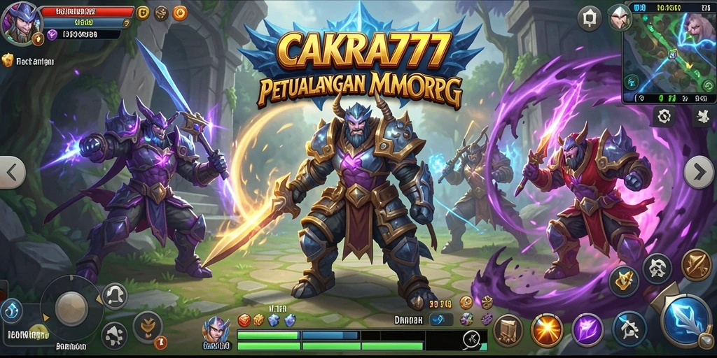 Tangkapan layar utama CAKRA777 menampilkan aksi seru dalam pertempuran MMORPG.
