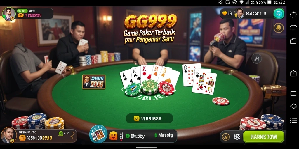 Screenshot gameplay GG999 menampilkan aksi menarik poker di meja virtual.