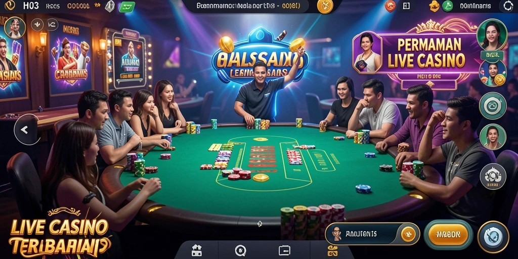 Gameplay menakjubkan H03 dengan dealer langsung dan suasana kasino.
