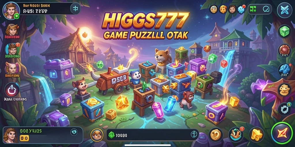 Screenshot HIGGS777 menunjukkan gameplay puzzle yang menarik dan penuh warna.