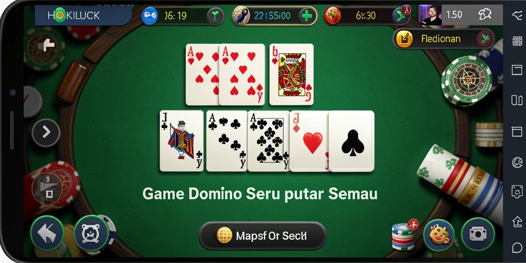 Screenshot gameplay HOKILUCK menampilkan aksi seru permainan Domino.