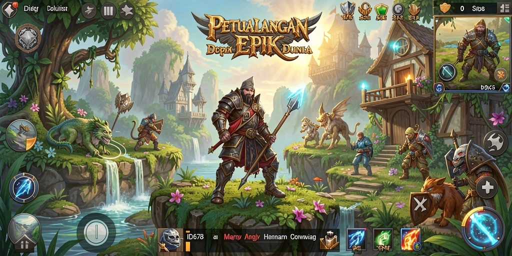 Gameplay aksi mendebarkan dalam ID678 menampilkan karakter dan dunia RPG yang kaya.
