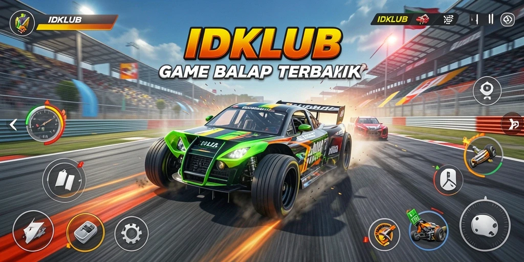 Screenshot gameplay IDKLUB menampilkan aksi balap yang mendebarkan.
