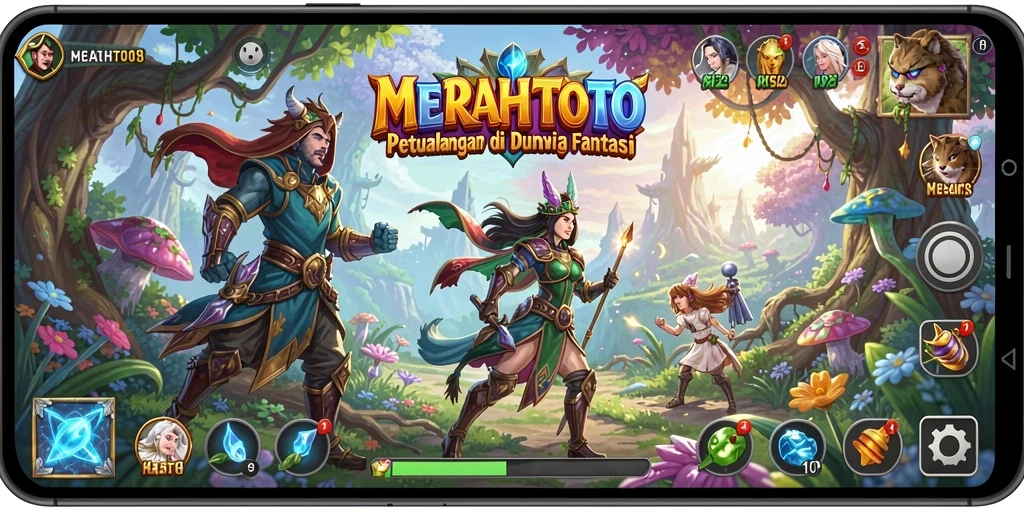 Tampilan gameplay <strong>MERAHTOTO</strong> yang menakjubkan dengan misi petualangan.