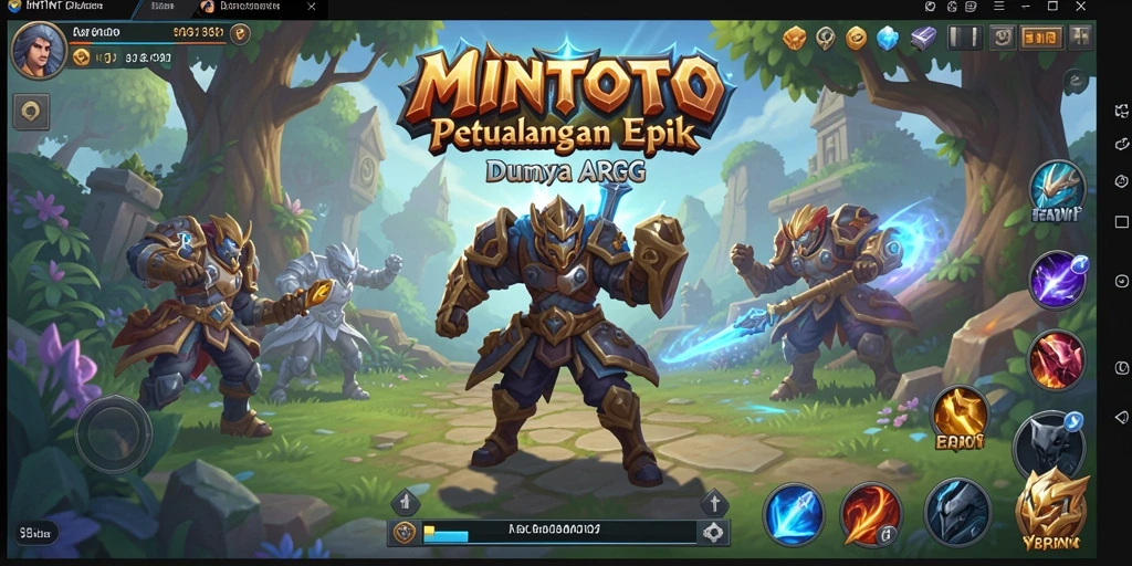 Screenshot MINTOTO menampilkan aksi pertarungan seru di dunia fantasi.