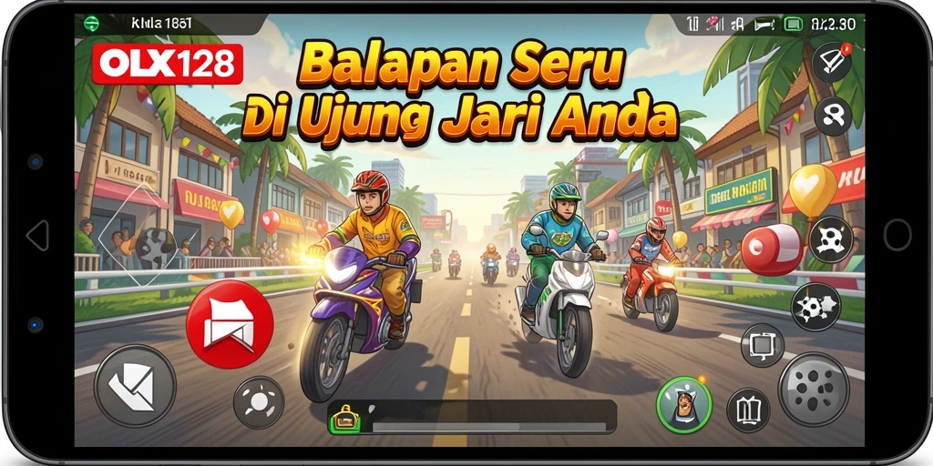 Tangkapan layar gameplay dari OLX128 yang menampilkan balapan mendebarkan.