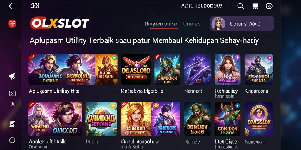 Screenshot OLXSLOT menunjukkan antarmuka aplikasi Utility yang intuitif dan menarik.