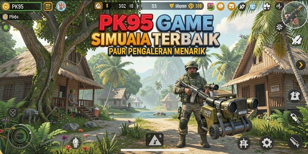 Tangkapan layar gameplay PK95 yang menampilkan simulasi interaktif.