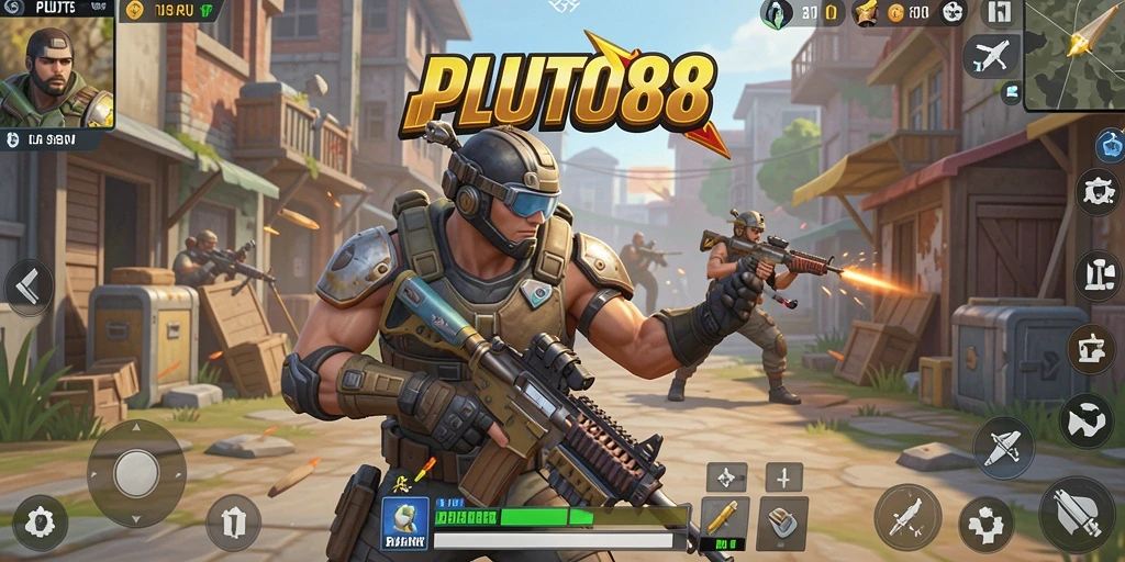 Screenshot gameplay Battle Royale PLUTO88 yang mendebarkan.