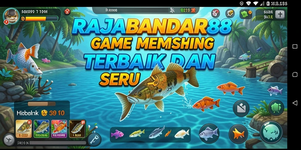 Tampilan gameplay seru dalam RAJABANDAR88 dengan aksi memancing yang mendebarkan.